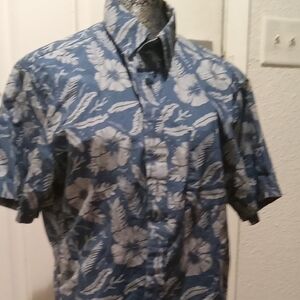 Men's Blue Floral Casual Button-Down Shirt
